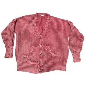 Chunky Knit Rustic Sundance  Oversized Cardigan Size Large Pink